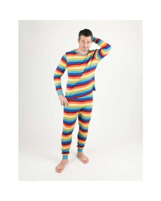 Leveret Blue Cotton Striped Matching Family Holiday Pajamas for men