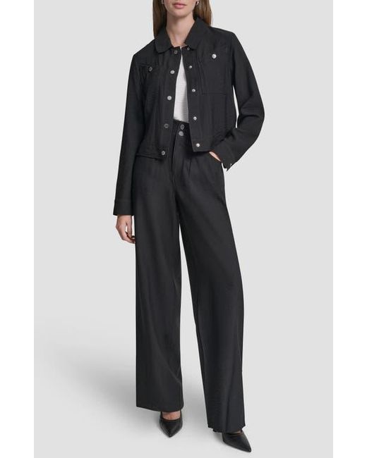 DKNY Black Twill Trucker Jacket