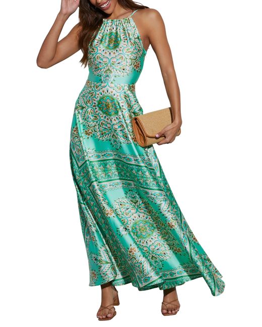 Vici Collection Green Gayle Print A-line Dress