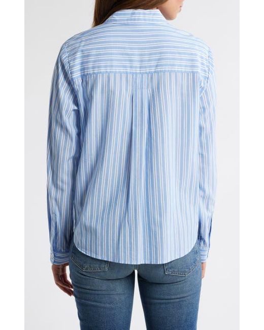 Beach Lunch Lounge Blue Candy Stripe Cotton Blend Button-Up Shirt