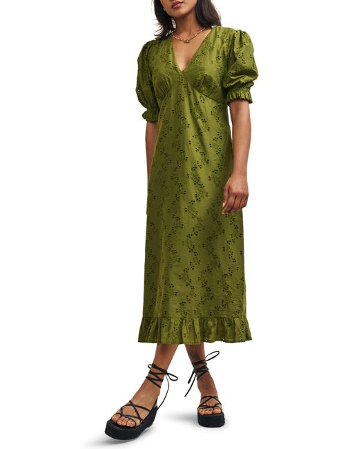 Nobody's Child Green Delilah Empire Waist Organic Cotton Midi Dress