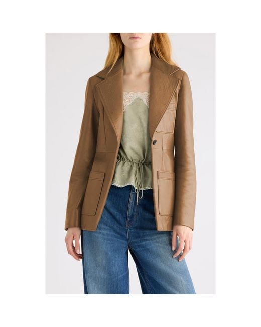 Chloé Green Tailored Leather Jacket