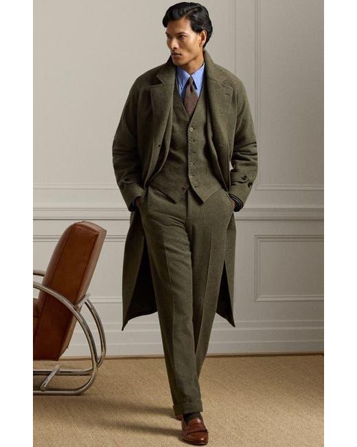 Ralph Lauren Black Wool & Silk Blend Tick Weave Topcoat for men