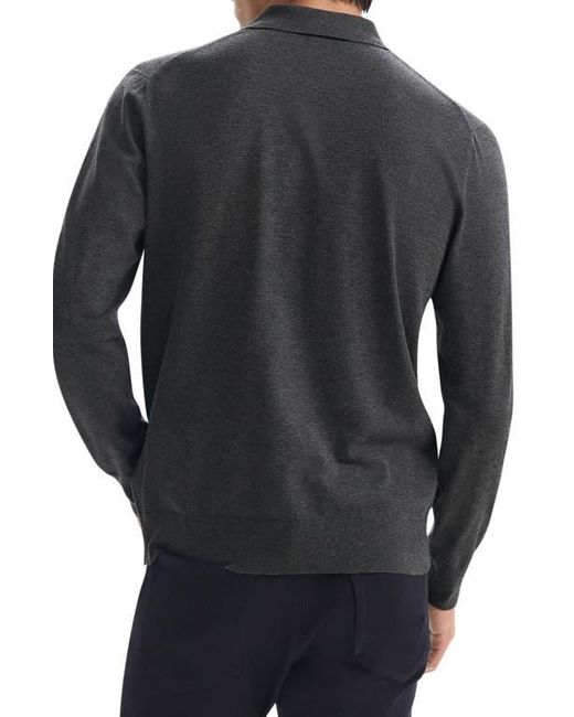 Theory Black Goris Long Sleeve Polo for men