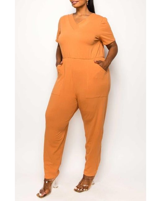 L I V D Orange Gineva Pocket V-Neck Jumpsuit