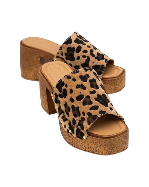 Forever & Always Shoes Brown Pull Leather Platform Mules