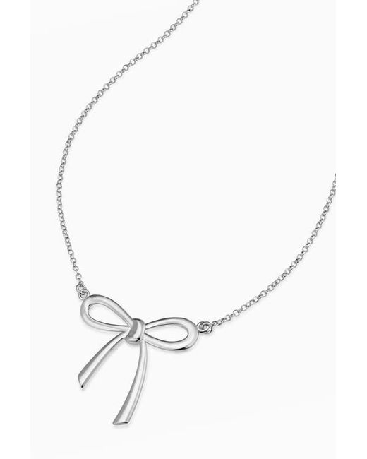 Oradina White Sterling Wrap Me Up Bow Pendant Necklace