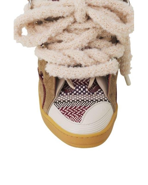 Lanvin Brown Curb Suede Sneakers With Mesh Laces