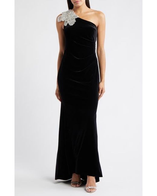 eliza j one shoulder dress black Eliza J Women's One-Shoulder Ruched Gown - Black
