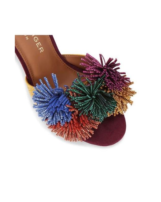 Kurt Geiger Red Pompom Ankle Strap Sandal