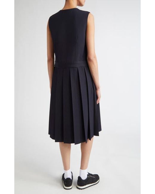 Comme des Garçons Black Pleated Wool Gabardine Midi Dress