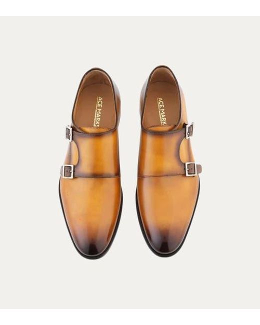 Ace Marks Brown Kurt Plain Toe Monkstrap for men