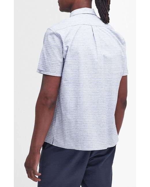 Barbour Blue Ashgill Regular Fit Heathered Stripe Short Sleeve Button-up Shirt for men
