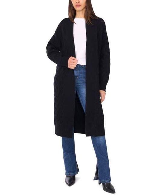 Vince Camuto Blue Open Front Cable Stitch Cardigan