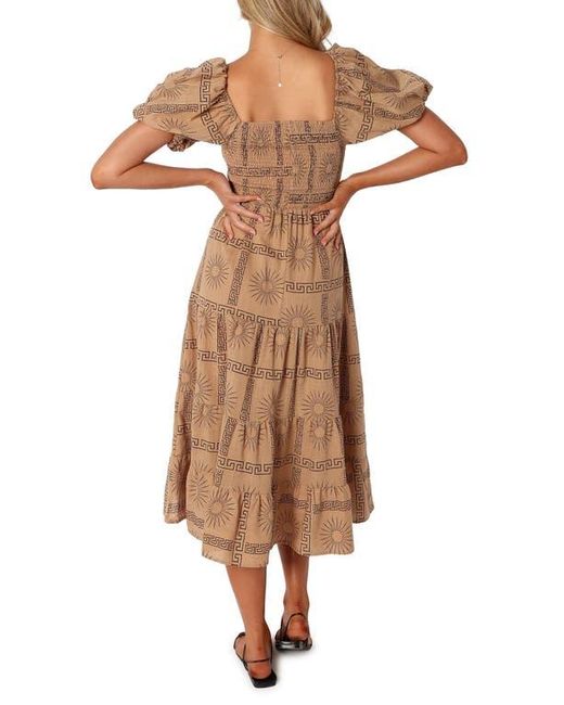 Petal & Pup Brown Soliel Puff Sleeve Midi Dress