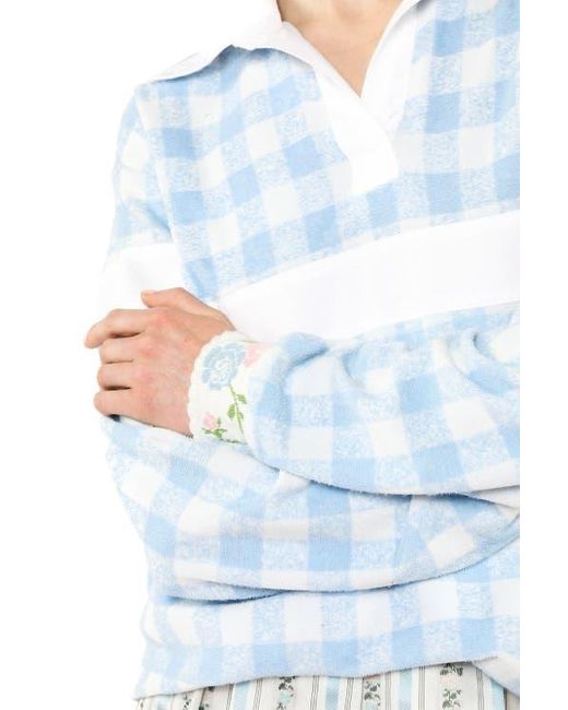 Anna Sui Blue Gingham Terry Top