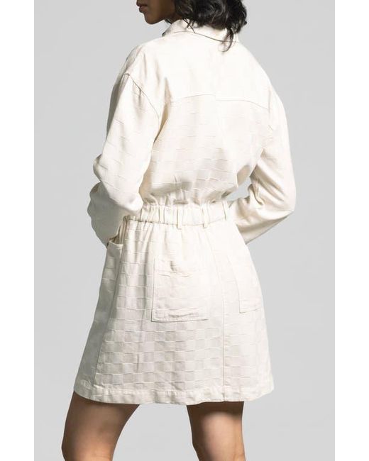 WEEKEND LOS ANGELES White Adoria Texture Long Sleeve Mini Shirtdress