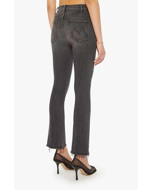 Mother Black The Hustler High Waist Fray Hem Ankle Bootcut Jeans