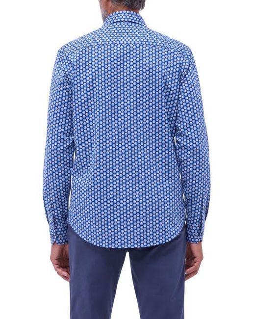 Bugatchi Blue Jimmy Ooohcotton Geo Print Button-Up Shirt for men