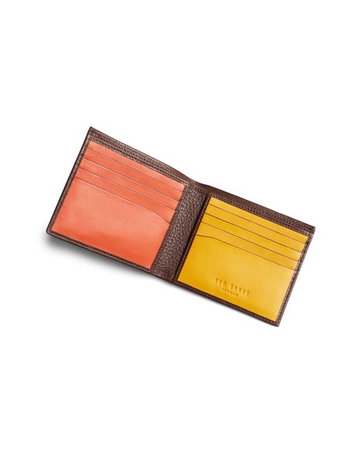 Ted Baker Brown Colorblock Leather Bifold Wallet for men