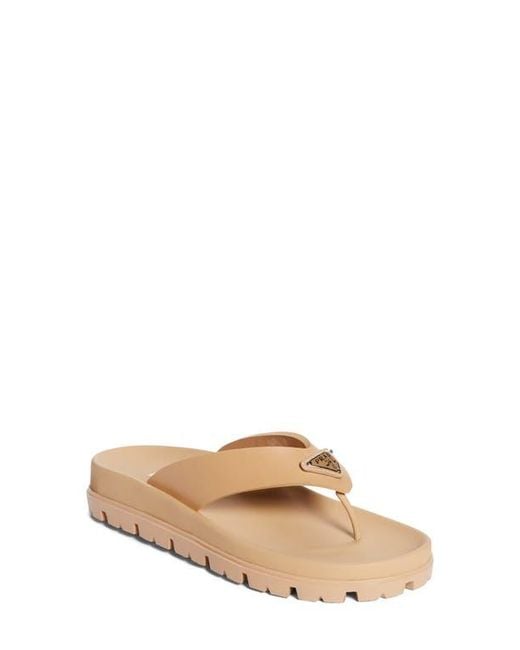Prada Natural Lug Sole Flip Flop
