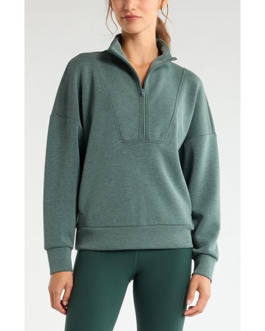 Zella Green Soft Luxe Half Zip Pullover