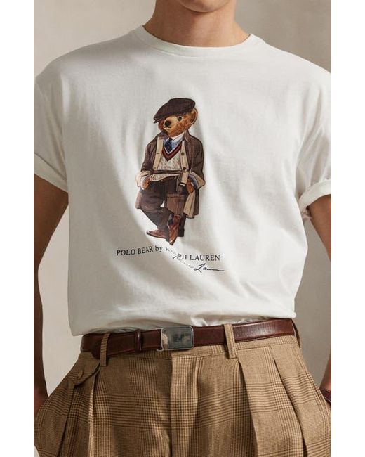Polo Ralph Lauren White Polo Bear Classic Fit Graphic T-Shirt for men