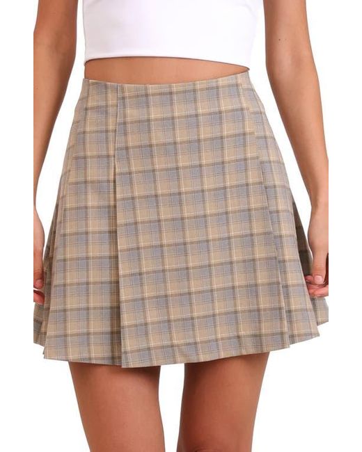 Avec Les Filles White Plaid Pleated High Waist Skirt
