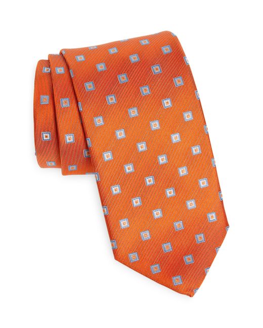 David Donahue Orange Neat Silk Tie for men