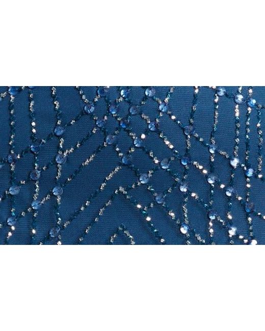 Pisarro Nights Blue Beaded Gown With Long Sleeve Jacket