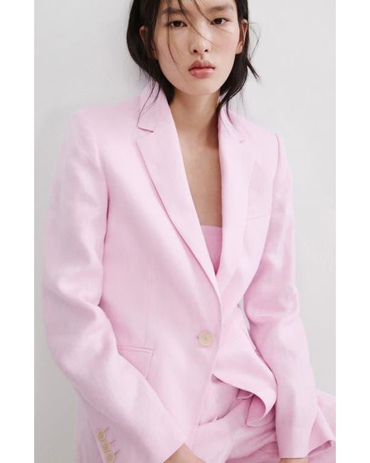 Mango Pink Linen Suit Blazer