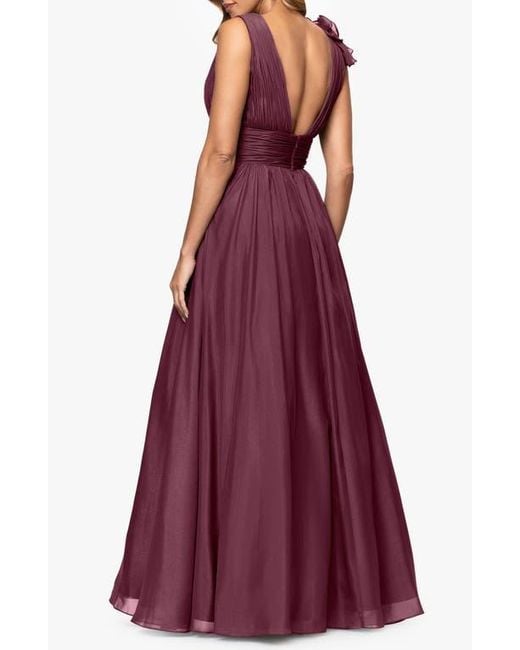 Xscape Evenings Purple Ruffle Organza Gown