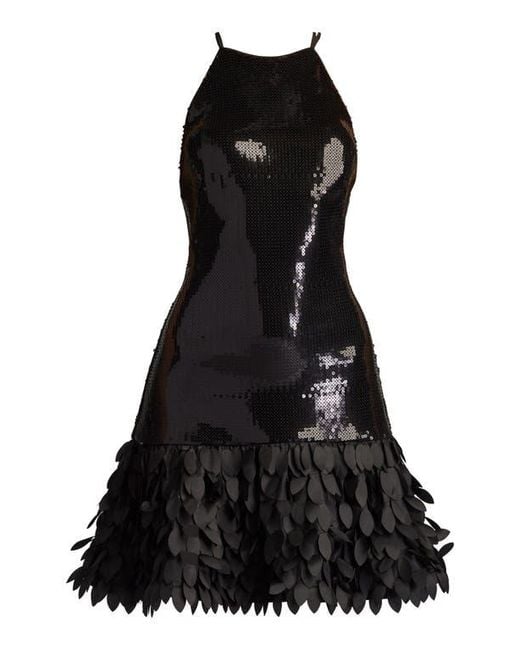 Tadashi Shoji Black Sleeveless Sequin A-Line Dress
