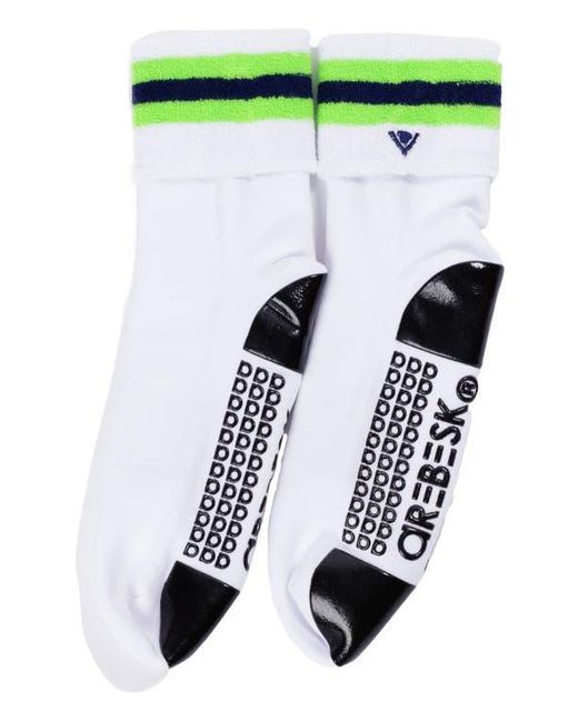 Arebesk Black Foldover Terry Grip Quarter Socks
