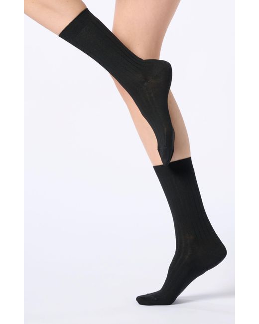 Oroblu Black Lightweight Crew Socks