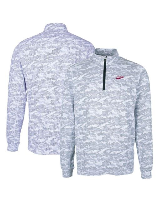Cutter & Buck Blue New Mexico State aggies Vault Big & Tall Traverse Camo Print Stretch Quarter-zip Pullover Top At Nordstrom for men