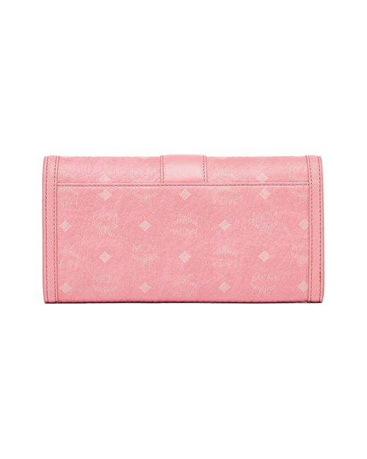 Large Tracy Crossbody Wallet in Visetos Leather Block Pink