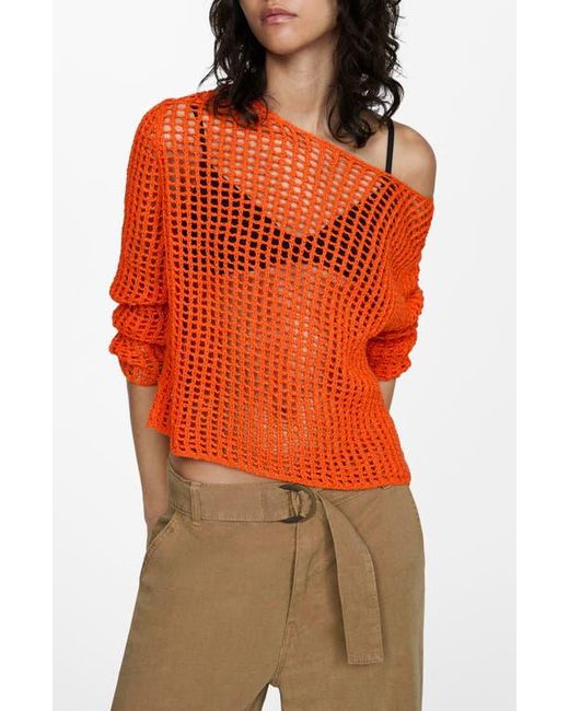 Mango Orange Openwork Sweater