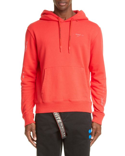 Off-White c/o Virgil Abloh Red Diagonal Unfinished Slim Fit Hoodie for men