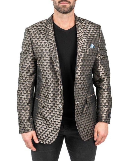 Maceoo Black Skullrepeat Jacquard Blazer for men