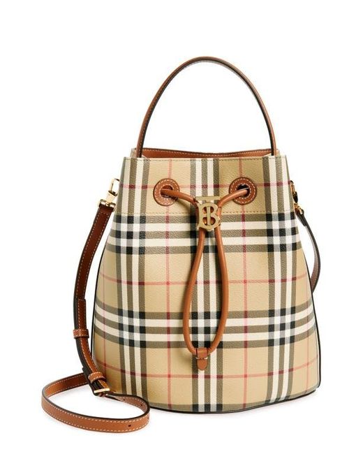 Burberry Black Small Check Coated Canvas Bucket Bag