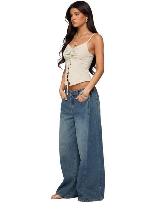 Edikted Blue Landon Drawstring Split Front Camisole