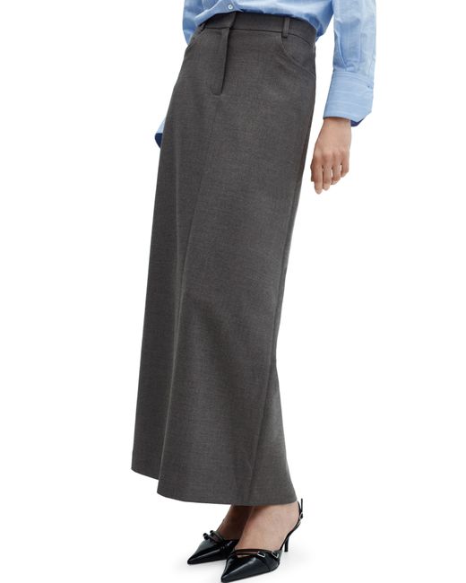 Mango Gray Back Slit Skirt