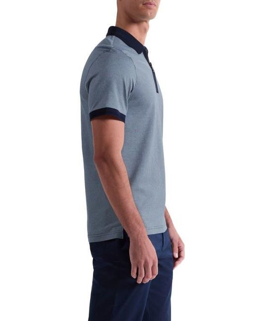Bugatchi Blue Quarter Zip Polo for men