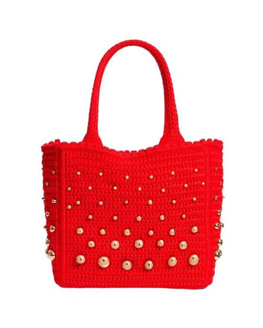 Sandro Studded Crochet Bag in Red | Lyst