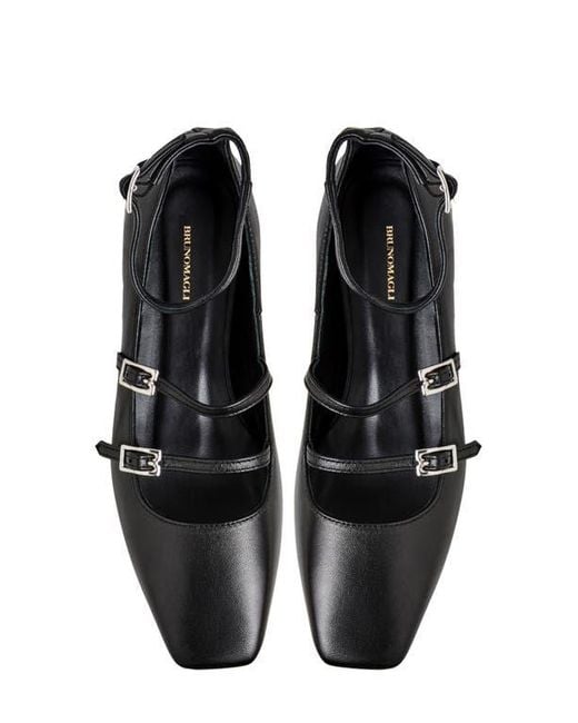 Bruno Magli Black Petra Ankle Strap Mary Jane Flat