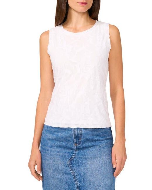 Vince Camuto White Jacquard Cotton Blend Keyhole Tank