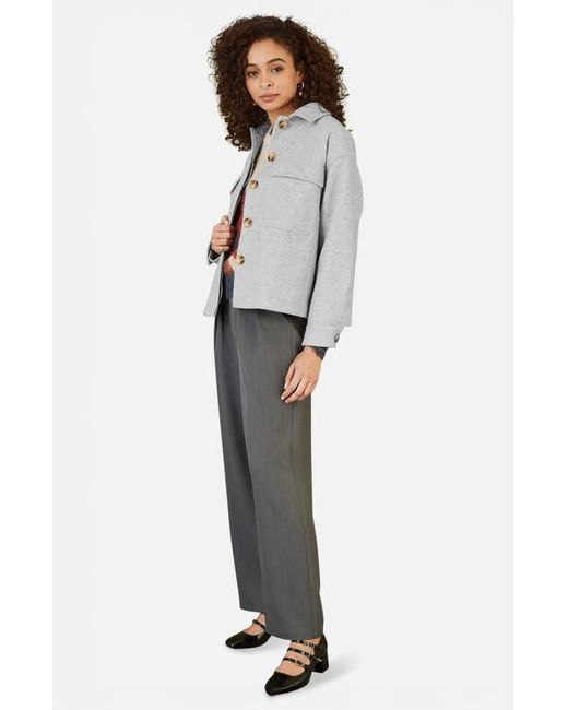 Yumi' Gray Textured Finish, Patch Pockets Shacket