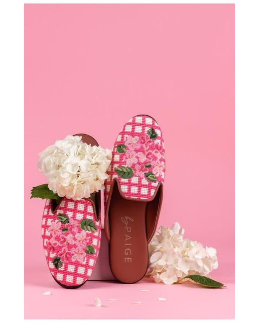 PAIGE Pink Needlepoint Hydrangea Mule