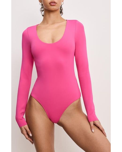 GOOD AMERICAN Pink Sculpting Scoop Neck Bodysuit